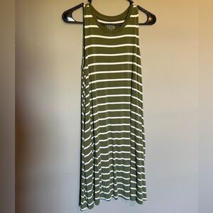Time & Tru Green and White Striped Sleeveless Dress Size Small